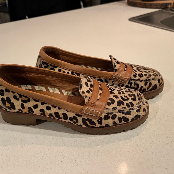 Sperry Leopard Print Loafers with Tan Accents - Picture 2 of 5